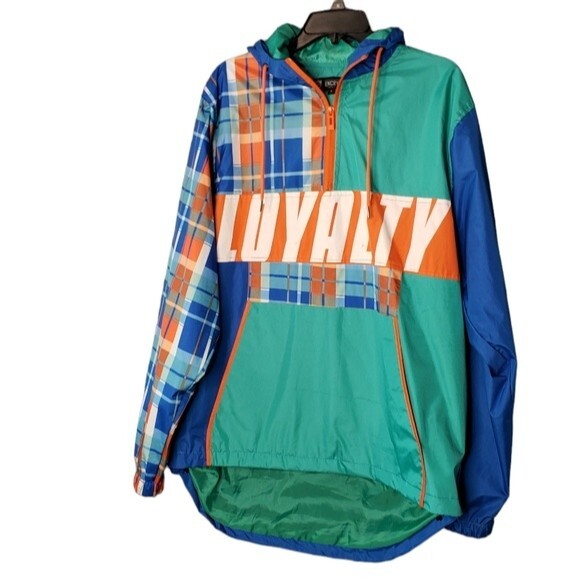 Other - Encrypted Mens Loyalty Plaid Gingham Hoodie Marine Winf Btraker Jacket Size-L